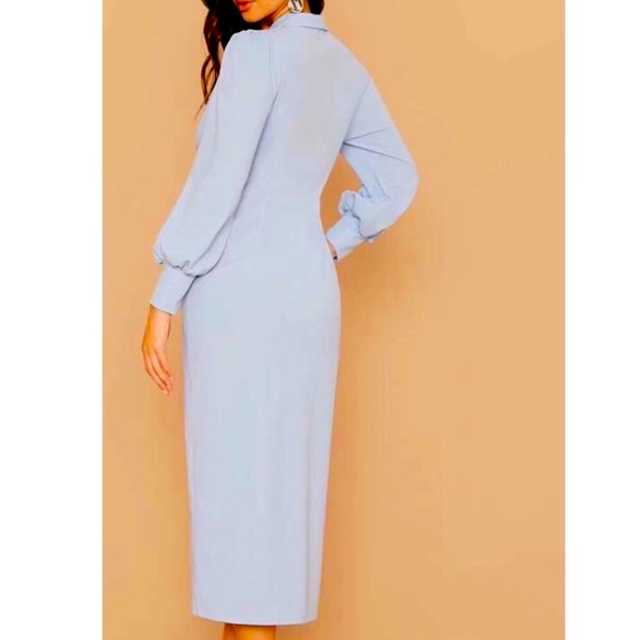 Midi Pastel Blue Dress - Picture 2 of 4